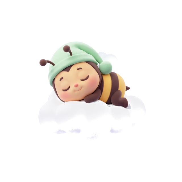 The Lullbee bee asleep on a cloud
